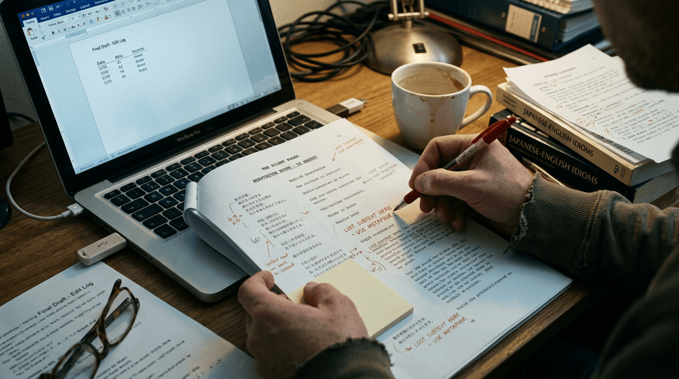 Cinematic workflow still, second angle, 35mm film grain