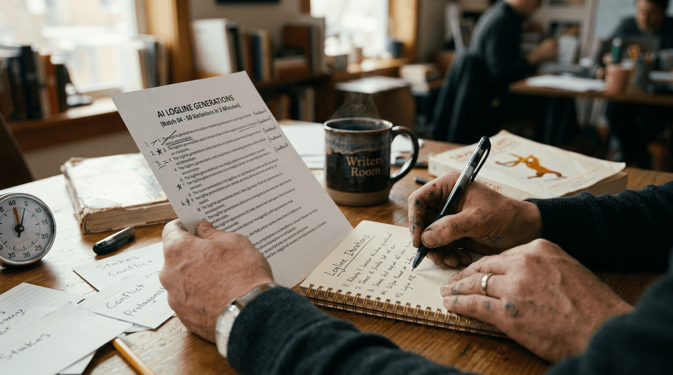 Cinematic workflow still, second angle, 35mm film grain