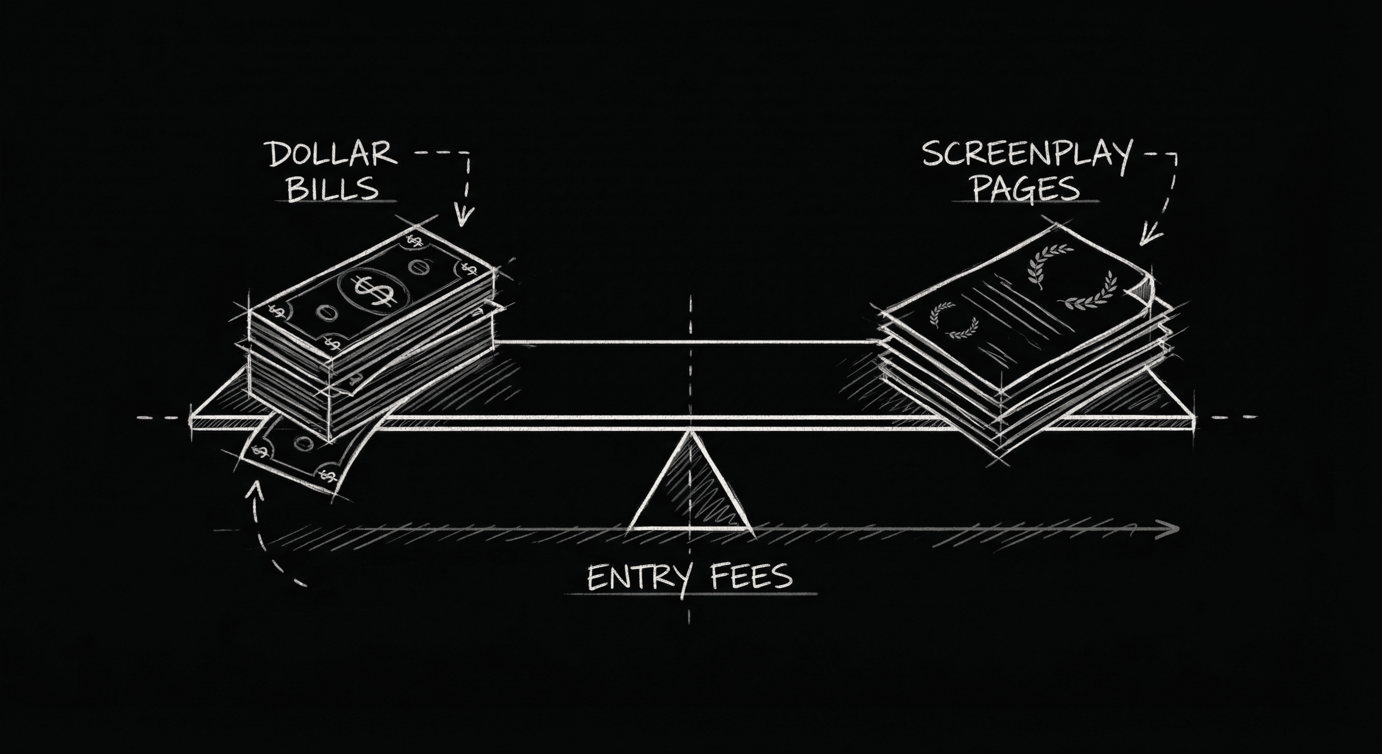 Entry fees vs outcomes balance; dark mode technical sketch