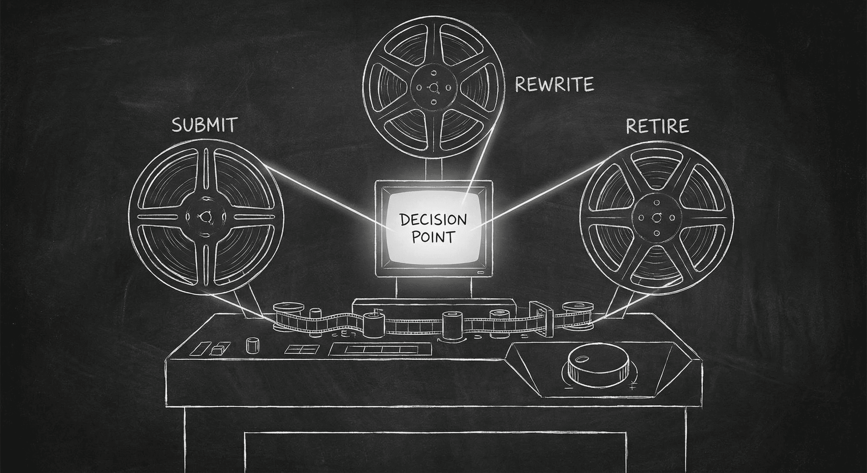 Editing flatbed: Submit, Rewrite, Retire