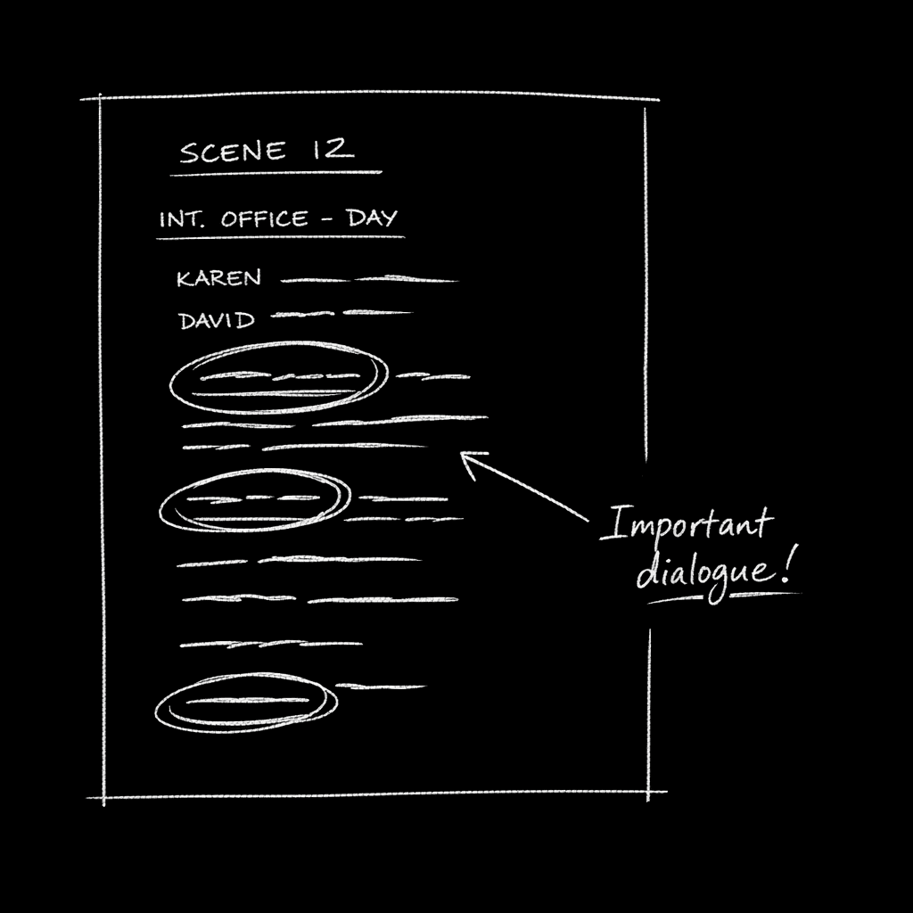 Script with producer notes in margin