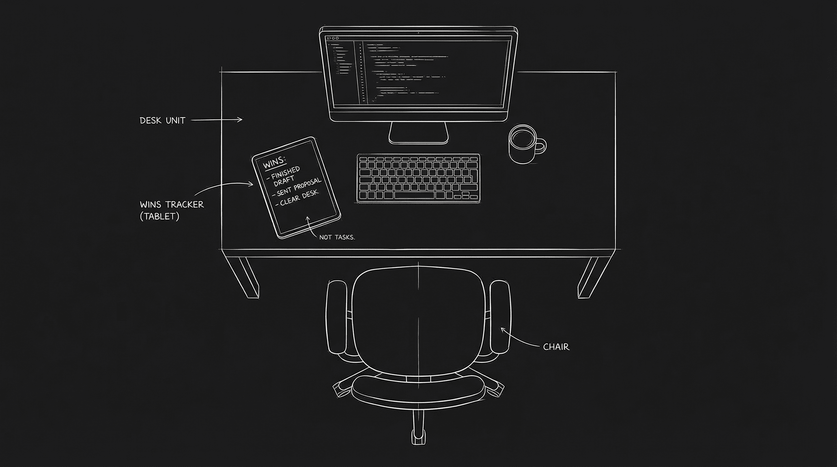 Writer at desk with small list of wins