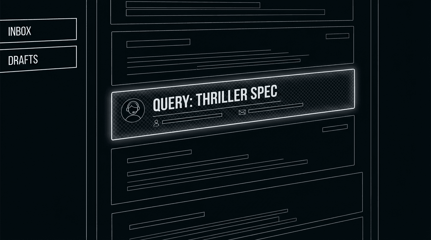 Inbox: subject line and first line that get opened; dark mode technical sketch