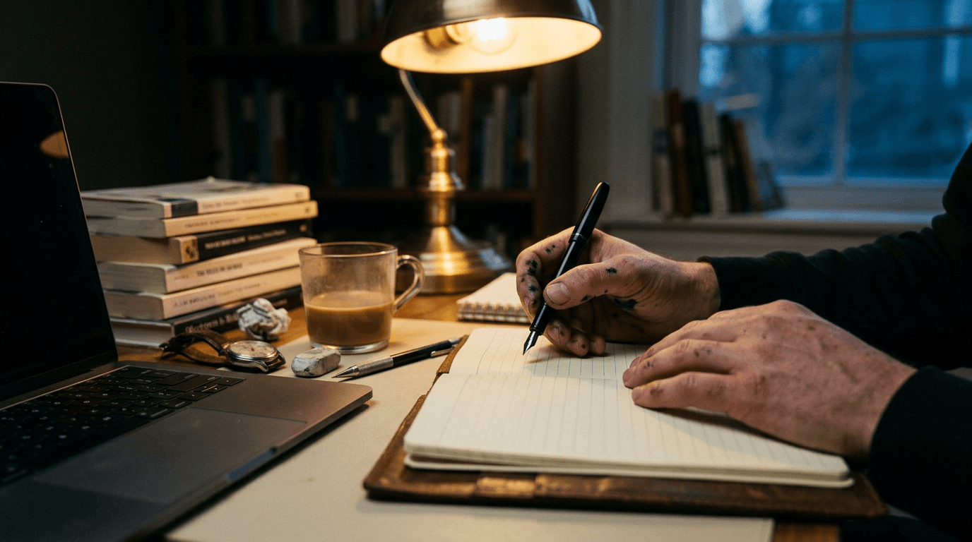 Cinematic workflow still, second angle, 35mm film grain