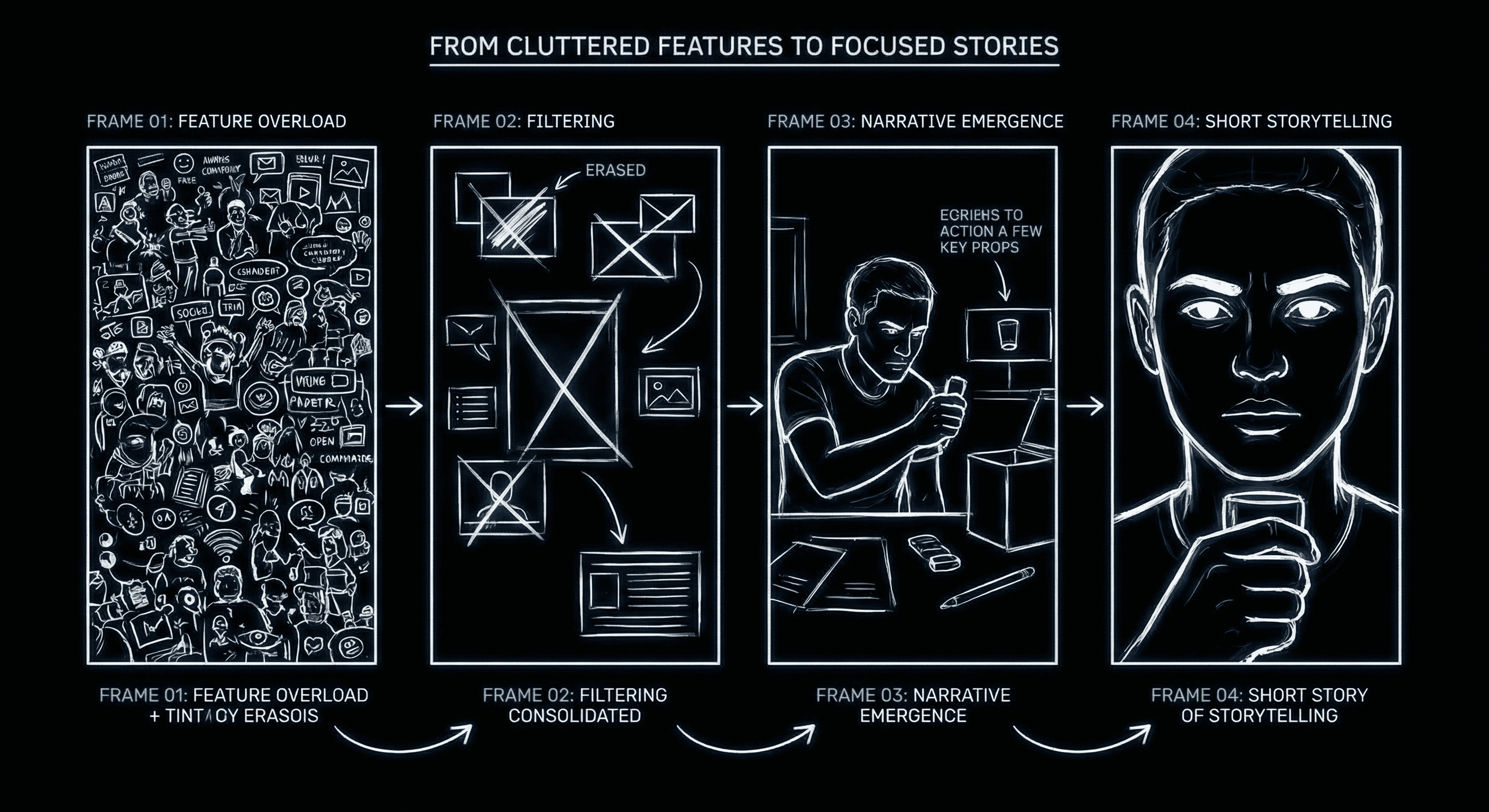 Storyboard: cluttered to focused