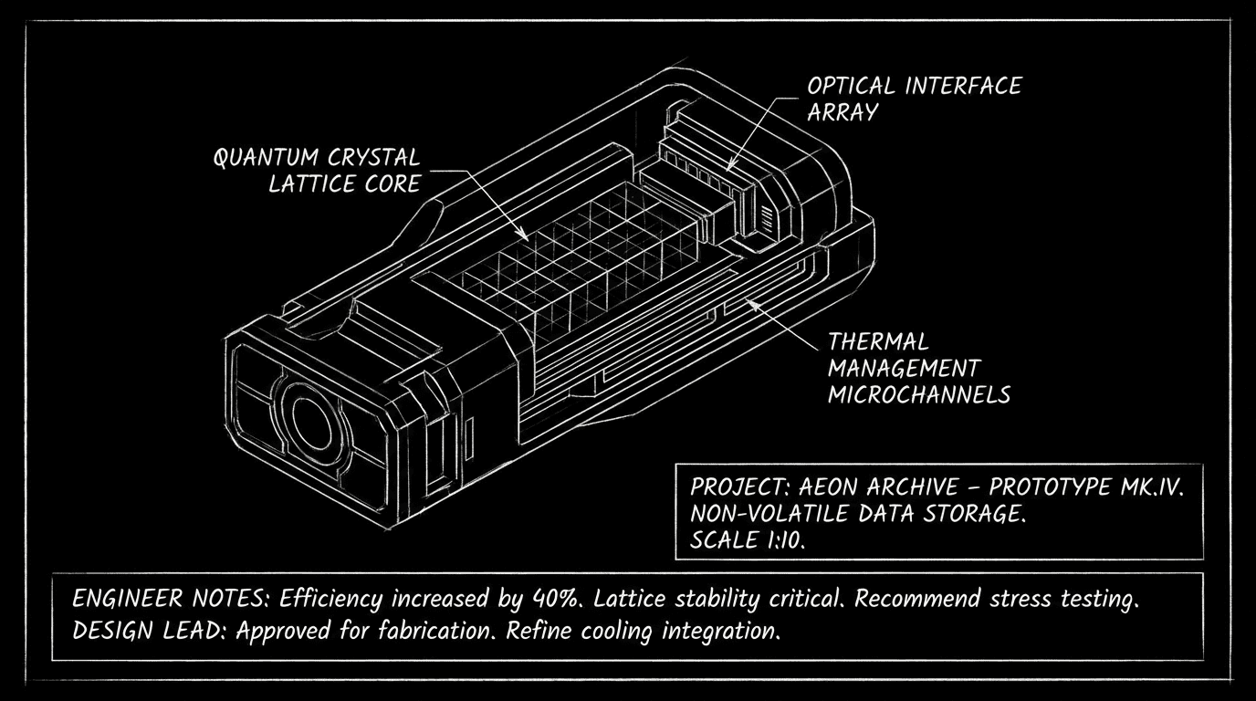 Vertical frame with caption and comments; dark mode technical sketch