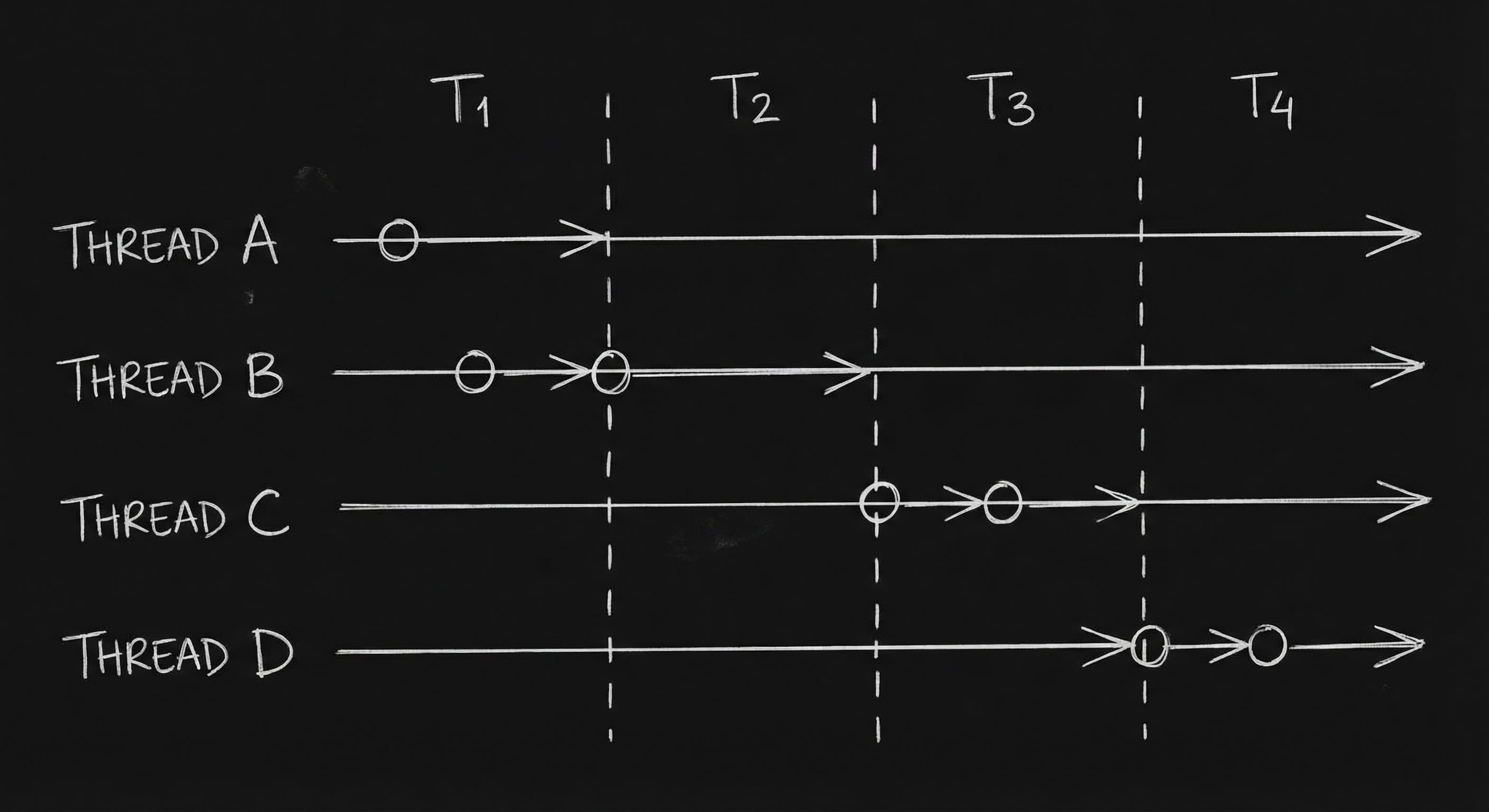 Timeline cues: headings, supers, labels; dark mode technical sketch