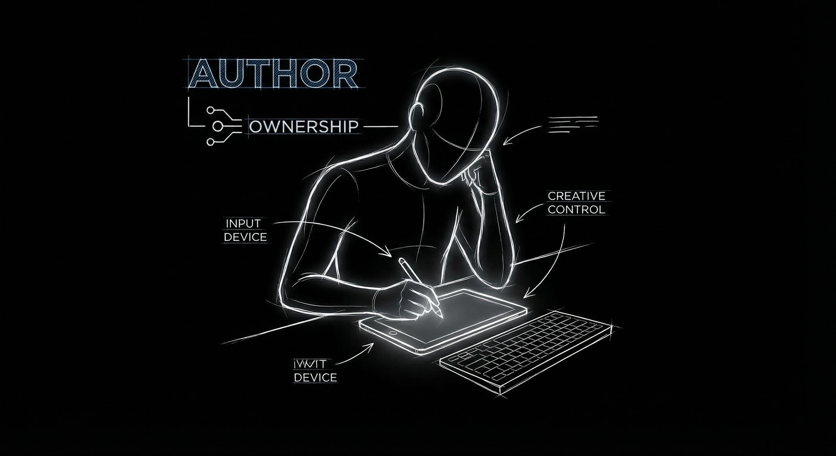 Writer as author: script page with hand-drawn emphasis on 'written by' and timeline as support, not source